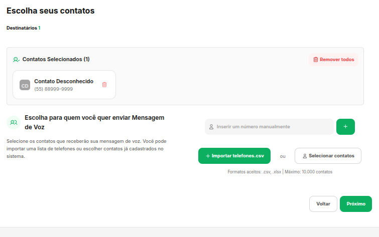 Escolher Contatos Voz